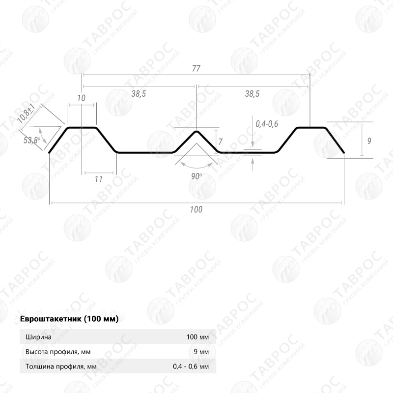 Металлический штакетник Гладкий полиэстер RAL 9003 (Белый) 1800*100*0,5 двухсторонний Прямой