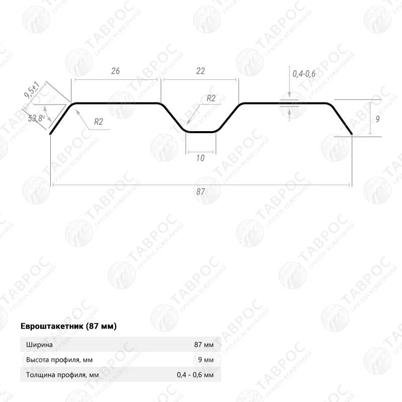 Металлический штакетник Гладкий полиэстер RAL 5005 (Синий) 2000*87*0,5 односторонний Прямой