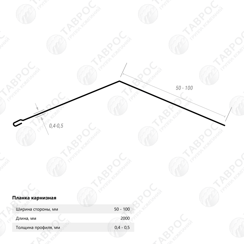 Планка карнизная Гладкий полиэстер RAL 7004 (Серый) 2000*100